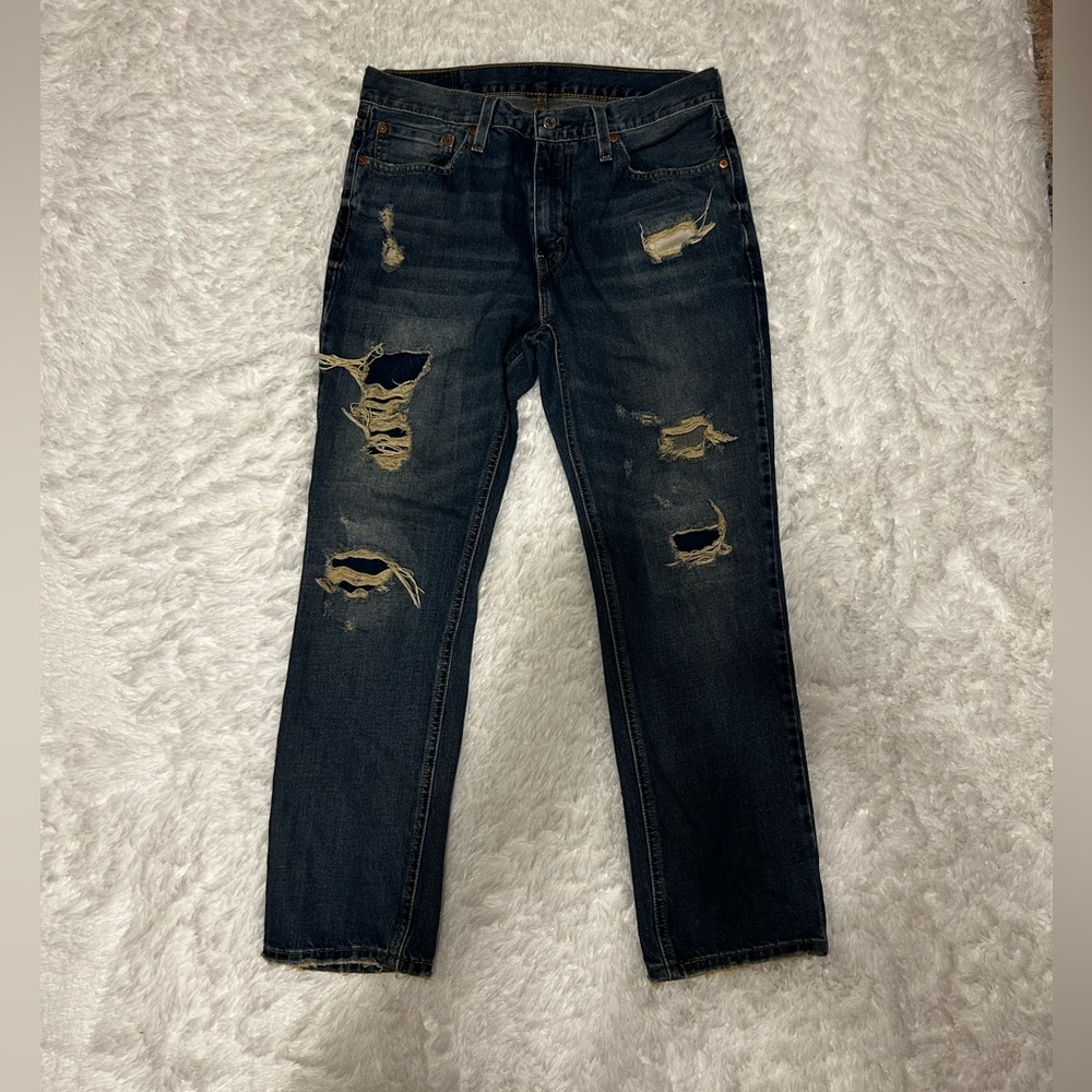 Levi's Men's 541 Dark Blue Distressed Jeans